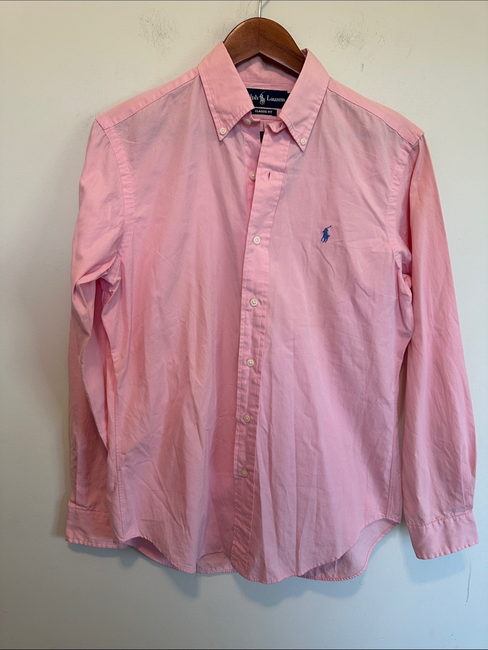 Ralph Lauren Light Pink Button-Down Shirt with Blue Pony